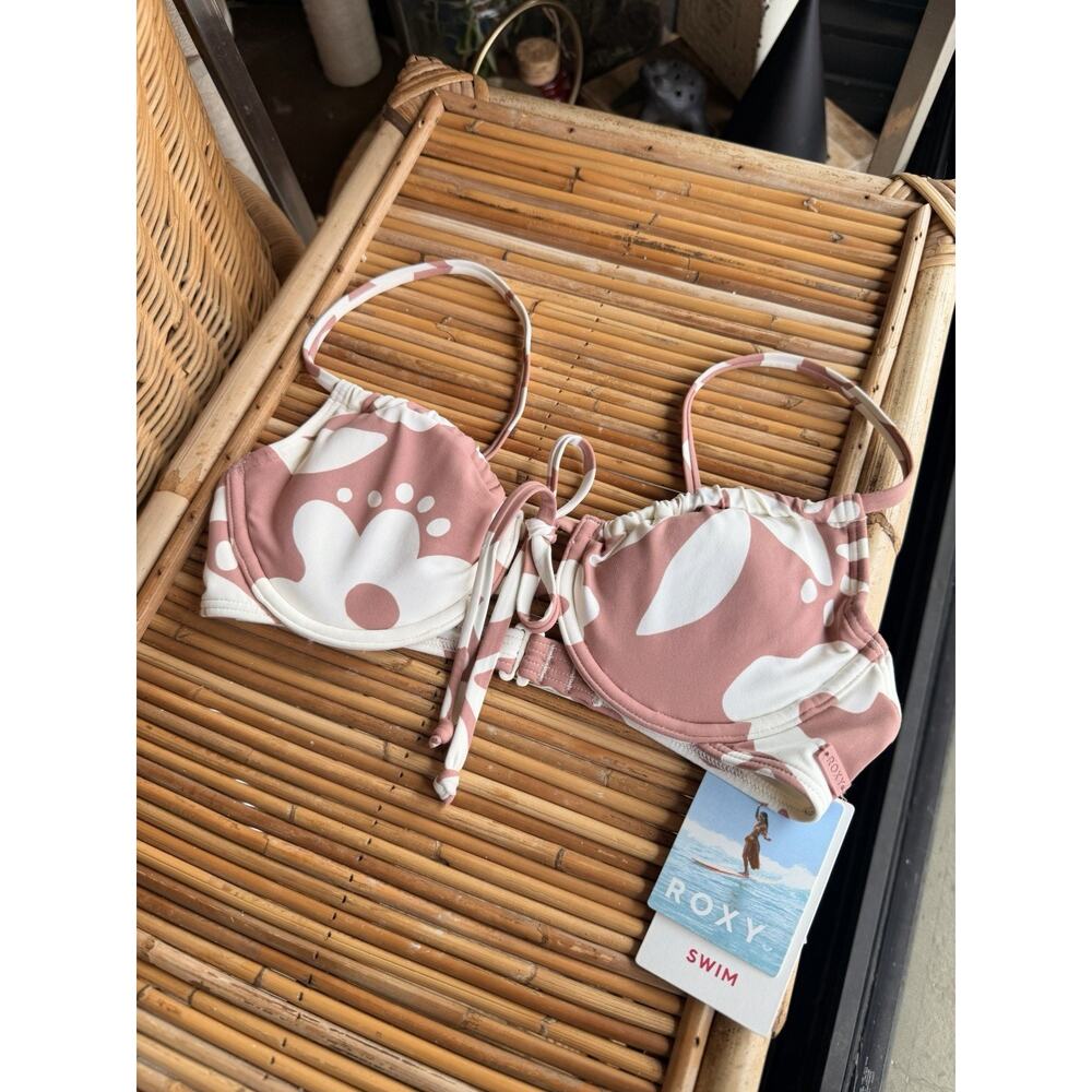 Roxy Women’s XS Bikini Top Beach Classic Underwire Bra Mauve Floral NWT